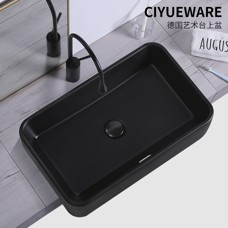 Black semi-embedded bench narrow bench basin wash basin square wash basin toilet ceramic semi-hung basin