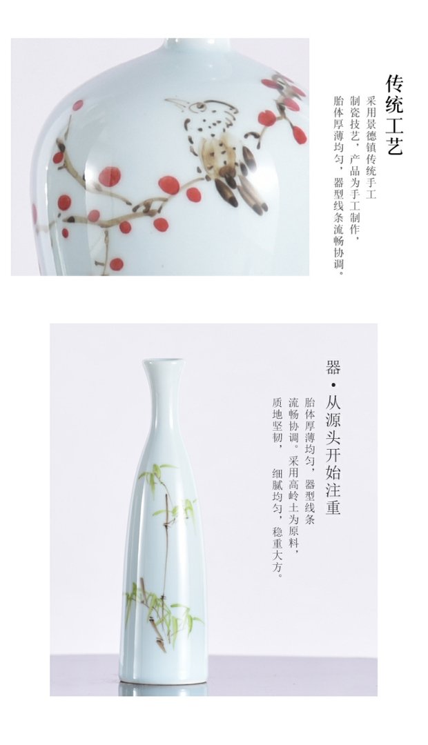 Bình gốm nhỏ hoa khô cắm hoa sáng tạo nhỏ tươi hiện đại tối giản phòng khách trang trí nhà trang trí - Vase / Bồn hoa & Kệ chậu cây cảnh bằng gốm sứ