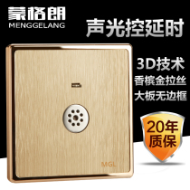 Type 86 socket switch induction touch delay sensor switch voice control sound and light control corridor smart switch champagne color