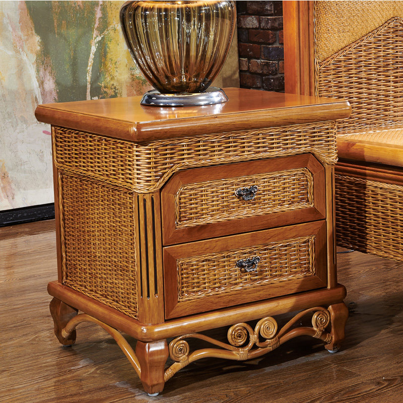 Real Indonesian rattan furniture single-drawing double-drawing bedside table utility cabinet drawer cabinet multi-purpose cabinet