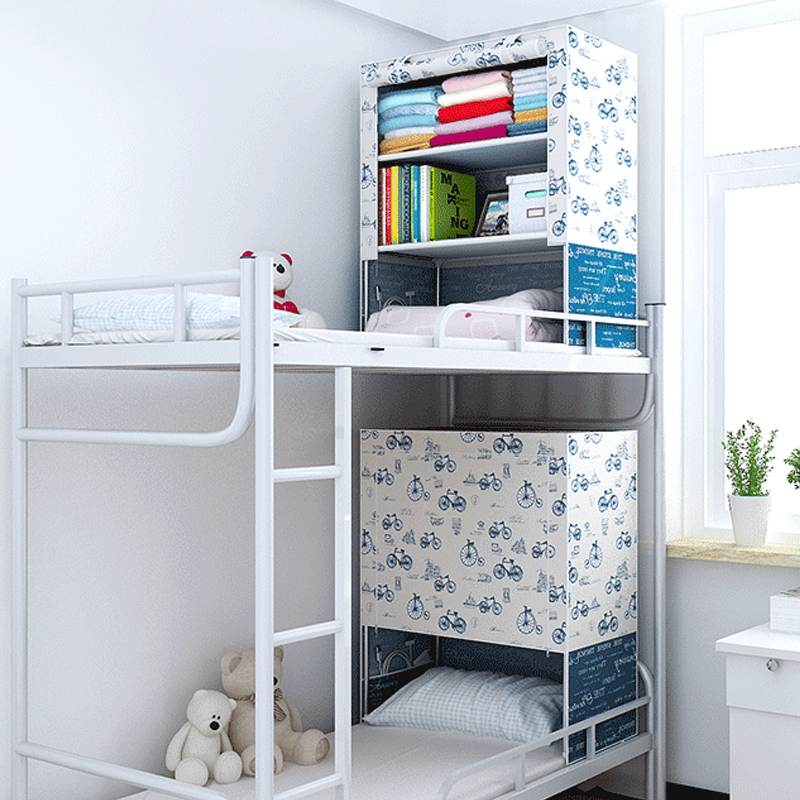 Bedroom bed wardrobe college student dormitory upper bunk bedside rack storage cabinet dormitory storage artifact
