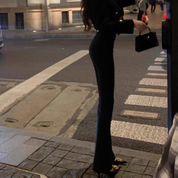 Hollinna Black Flared Casual Pants for Women, Autumn and Winter, Fleece-Lined and Thickened, 2025 New High-Waisted, Waist-Slimming, Slim-Fit Long Pants