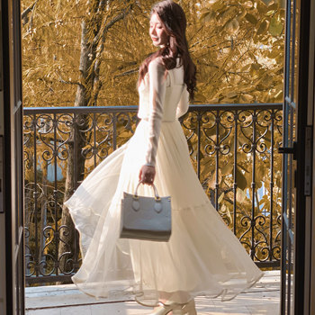 Hollinna Mesh Chiffon Mid-Length Skirt for Women, Spring and Autumn 2025 New Style, Flowing and Elegant Fairy Skirt