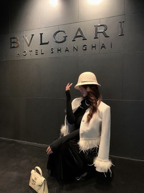 Hollinna Ostrich Feather Sleeve Design Small Fragrant Style Jacket Women's Autumn and Winter Short Heavy Industry High-Quality Thousand Gold Down