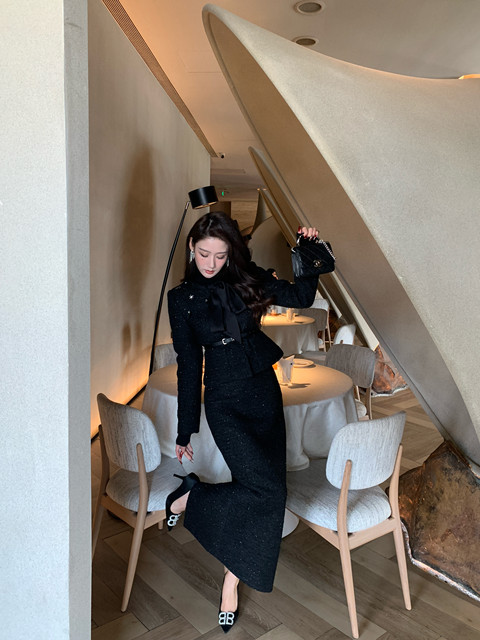 Hollinna Wool Small Fragrance Style Suit Skirt Women's Autumn and Winter 2025 New Elegant Waist Slimming Two-piece Set for Celebrities