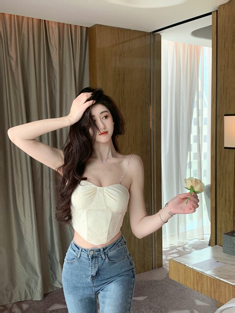 Hollin Hot Girl Lace Strap Tube Top Women's Summer 2025 New Sexy Wearing Bra and Slim-fitting Vest