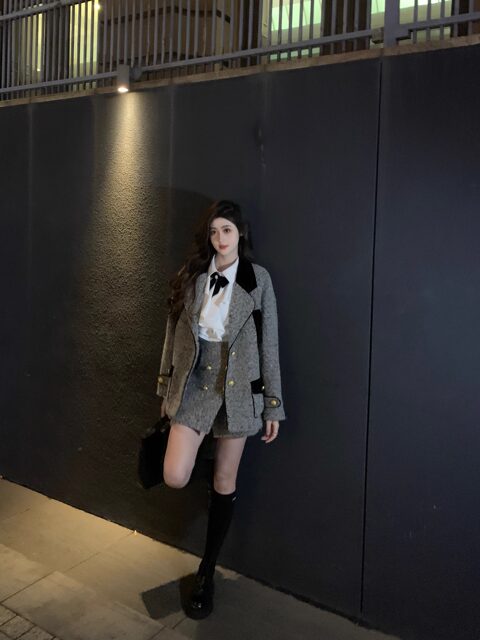 Hollinna Tweed-Style Suit Dress for Women, 2025 Autumn and Winter Collection, Complete Set for Petite Figures, High-End Two-Piece Set