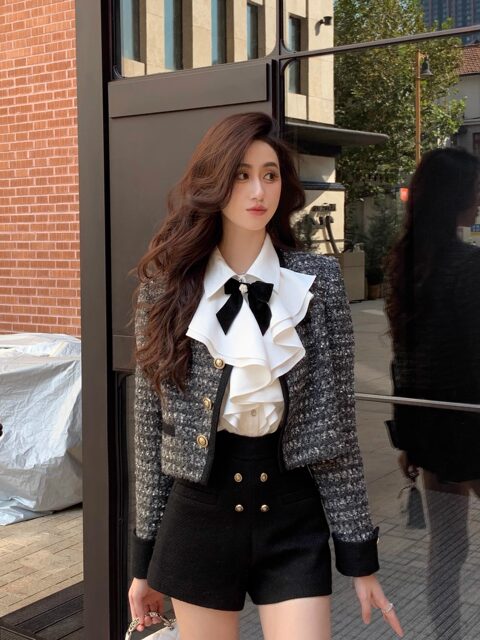 Hollinna Light Luxury Shiny Silk Woven Chanel-Style Fashion Suit Dress for Women, Spring and Autumn, High-End Slimming Little Dress for Socialites