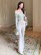 Hollin Knitted High-Waisted White Flared Pants for Women, Spring and Autumn 2025 New Fashion Versatile Stretchy Casual Long Pants