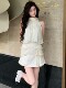Hollin[White Tea Time]Acetate Pleated Skirt Set for Women Summer 2025 New Designer Original Two-Piece Set