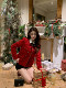 Hollinna woolen double-breasted red white duck down down small fragrance woolen coat for women autumn and winter 2025 new style