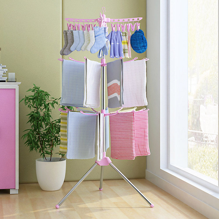 Baby clothes hanger floor folding balcony clothes hanger children clothes hanger stainless steel baby diaper rack towel rack