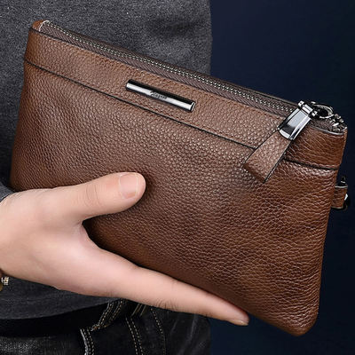 Men's handbags, genuine leather soft leather bags, clutch bags, simple men's bags, business bags, casual cowhide clutch bags, trendy bags
