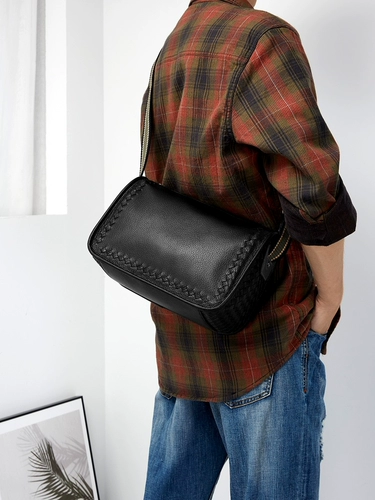 Плетеная сумка через плечо для отдыха, сумка на одно плечо, из натуральной кожи