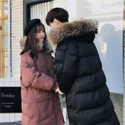 Cặp đôi 2018 mùa đông bằng vải cotton nam dịch vụ dài phần cổ áo gió Gió phiên bản Hàn Quốc của quần áo cotton nữ