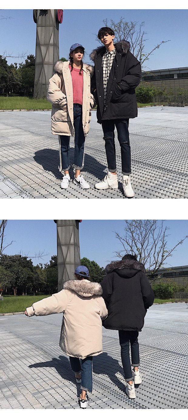 2018 đôi mới cotton nam mùa đông áo lông lỏng cổ áo cotton phiên bản Hàn Quốc của xu hướng áo khoác nam cotton nữ áo khoác lông lớn áo khoác nam kaki