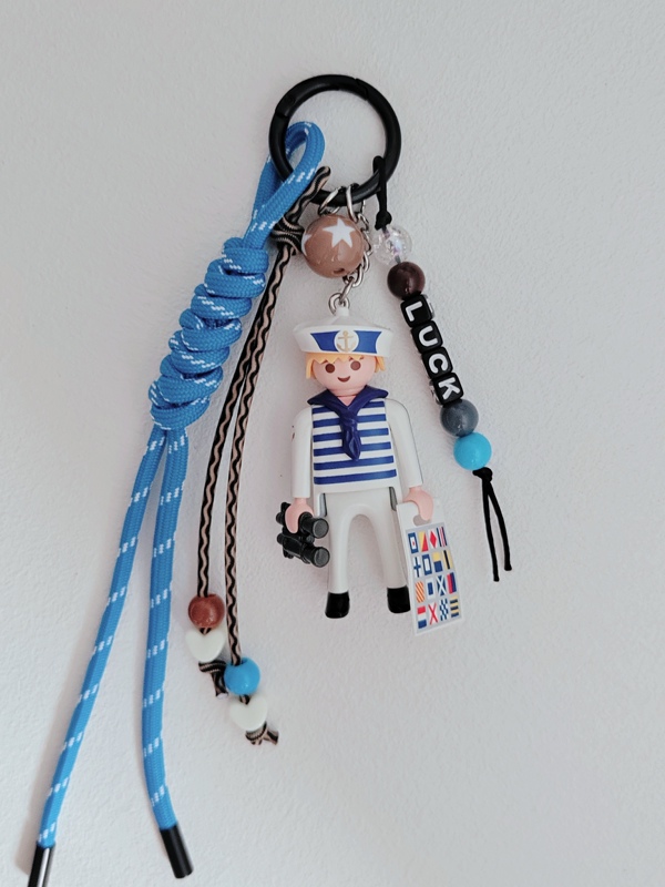 Playmobil Bag Pendant Nautical Style Little Navy Sailor Boy Girl Couple Keychain Gift
