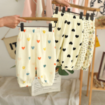 Pantalons pour bébés Été Thin Boy Girl Cage Cage Pants Coton Coton Bébé Long Pants Mesh Yarn Summer Children Anti-moustiques Pants