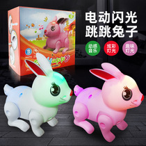 Electric new doll rabbit music automatic walking jumping rabbit simulation squirrel animal Childrens stall toy