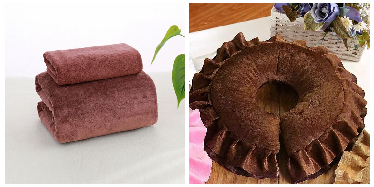 Thẩm mỹ viện cung cấp khăn trải giường massage giường mat mặt gối hình chữ U gối lớn khăn trải giường có lỗ ga giường everon
