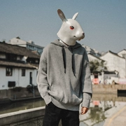 Rabbit Xiansen Winter Men Màu rắn trùm đầu Áo len Nhật Bản Retro dài tay áo len cao cổ áo len lỏng lẻo