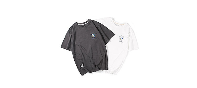 Thỏ Xiansen Shark Mùa hè Mới tay áo ngắn nam In áo thun Quần áo rộng cho nam Cặp đôi mùa hè Nửa tay áo TEE áo thun trắng trơn