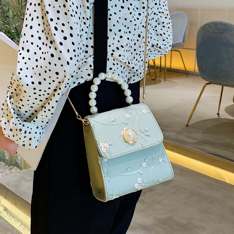 Matchafairy Small bag female 2019 summer new pattern Pearl portable Small square bag Lace chain Inclined shoulder bag Ancient style Hanfu