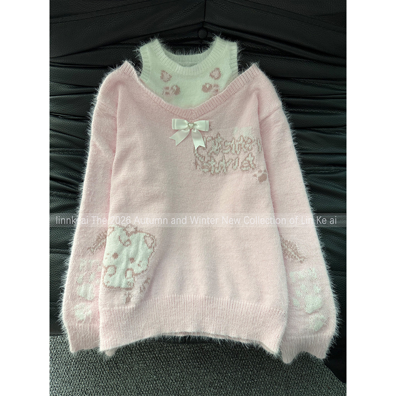 Cute and Stylish Autumn and Winter Cartoon Embroidered Sweater for Women, Loose Fit, Age-Reducing, Versatile, Casual Knit Pullover Top Cute and Stylish Autumn and Winter Cartoon Embroidered Sweater for Women, Loose Fit, Age-Reducing, Versatile, Casual Knit Pullover Top