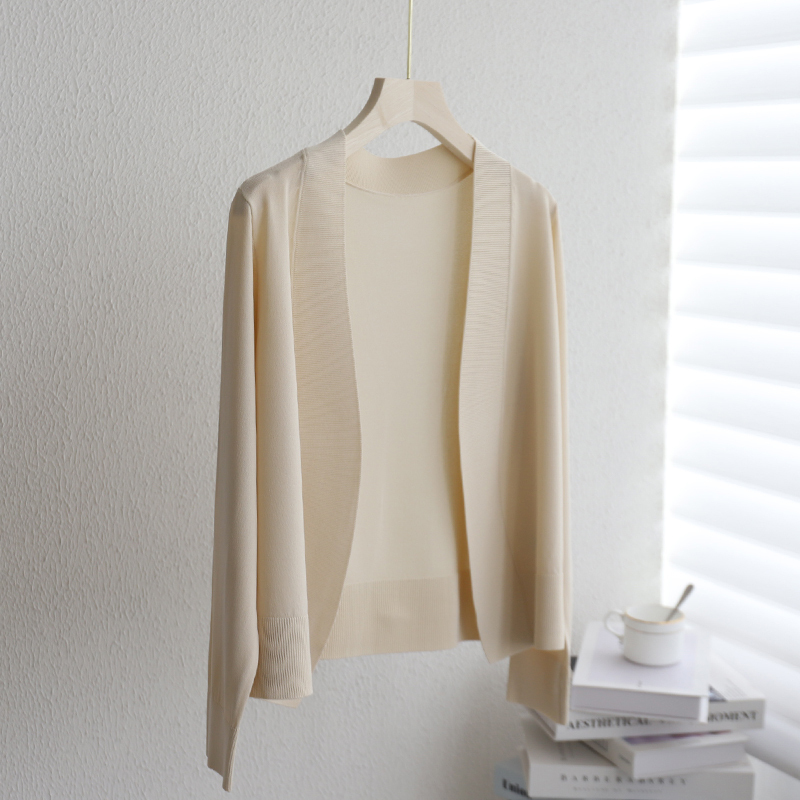 Ice Silk Knit Sweater Shawl Cardigan for Women, Paired with Skirts and Cheongsam, Loose Outerwear, Thin Coat Top Ice Silk Knit Sweater Shawl Cardigan for Women, Paired with Skirts and Cheongsam, Loose Outerwear, Thin Coat Top