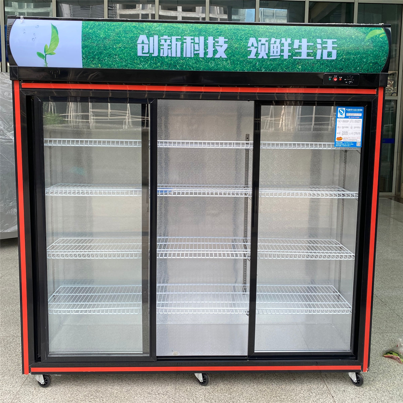 Refrigerated Mobile Door Display Cabinet Ramen Freshness Cabinet Commercial Fruit Vegetable Hotpot Fridge three-door string freezer