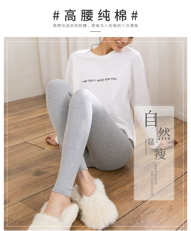 Mùa thu đông 2019 phiên bản mới của Hàn Quốc của quần legging cotton mèo con mặc eo cao là quần thun co giãn cỡ lớn - Khởi động cắt