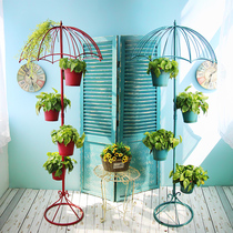 Umbrella flower stand iron garden balcony courtyard floor-to-ceiling flower shop Green canthus outdoor lantern window ornaments