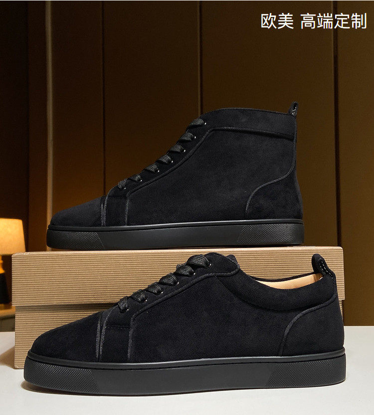 European and American trendy АCL men's shoes low-top women's high-tube red bottom matte suede leather glossy lace-up large size couple