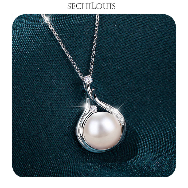Natural pearl necklace female pure silver temperament high-sensory antique kkkull chain to send mom birthday gift jewelry