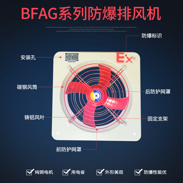 BFAG-300/400/500/600 ພັດລົມສະຫາຍການລະເບີດແບບອຸດສາຫະ ກຳ explosion-proof square fan exhaust fan ventilation fan 220V