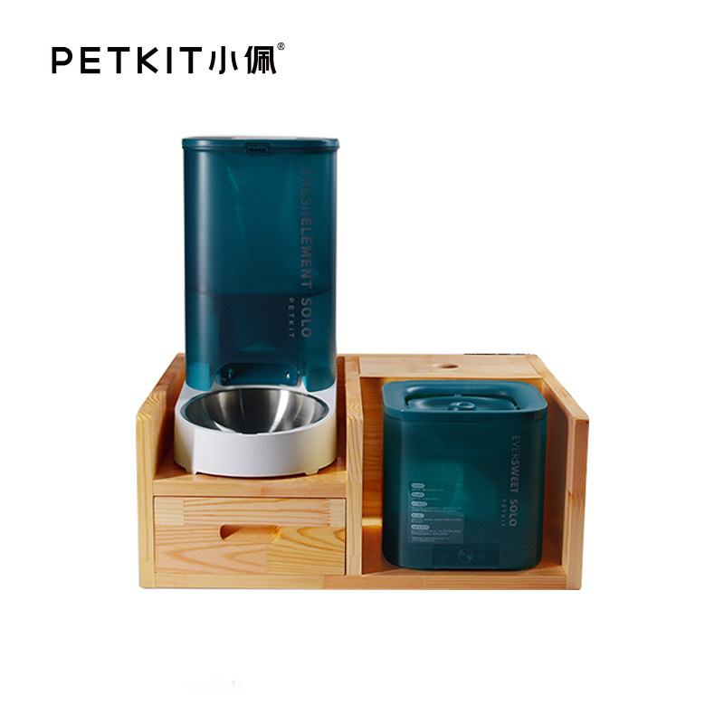 Small PeSOLO SOLO Pet Smart Feeding Machine Drinking Fountain Combo Table Dining Table Rack Cat Dog Bowl solid wood Bowl Rack