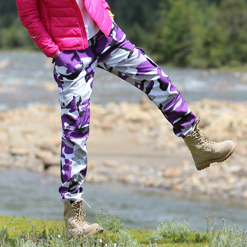 OUTDOOR NEW WOMEN'S STYLE CAMOUFLATE SOFT SHELL GRIP SUEDE PANTS BREATHABLE WINDPROOF HIKING TOURIST ARMY MEME FASHION CASUAL DISPLAY SLIM