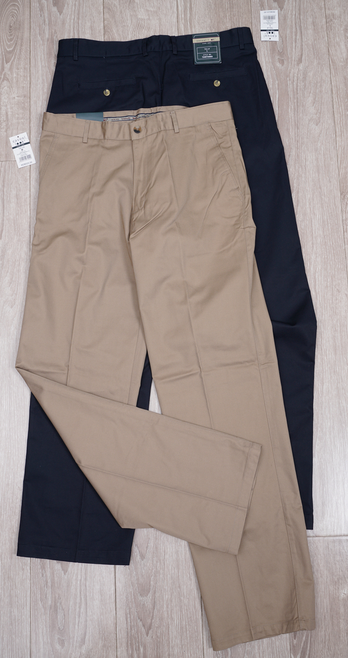 Foreign trade spring and autumn middle-aged men's business casual pants polyester cotton wear-resistant medium high waist loose straight pants long pants