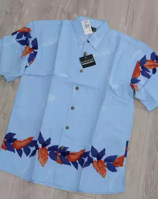 European and American foreign trade summer men's beach resort short sleeve shirt thin tropical style printed shirt men's shirt