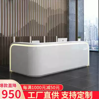 Company white paint curved front desk reception table corner cashier counter beauty salon bar counter custom service desk