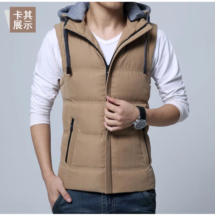 Mùa xuân của Nam Giới Trùm Đầu Bông Áo Khoác Không Tay Vest Bông Slim Slim Tank Top Casual Thanh Niên Vest Triều Áo Khoác