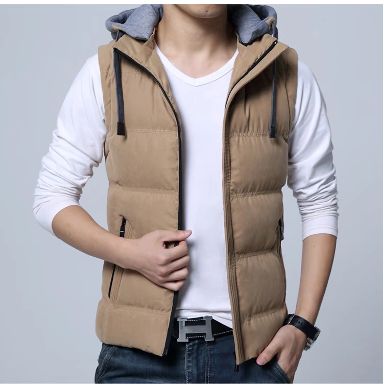 Mùa xuân của Nam Giới Trùm Đầu Bông Áo Khoác Không Tay Vest Bông Slim Slim Tank Top Casual Thanh Niên Vest Triều Áo Khoác áo thun nam