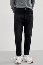 Winter 100 Lap Single Pint Neri Mill Gross Thickened Fabric Black Grey Wash Water Mens Tapered Jeans DBJ321
