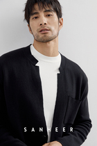 Business gentleman thick and warm double layer textured snow Neeri men knit cardiovert jacket DAZ662