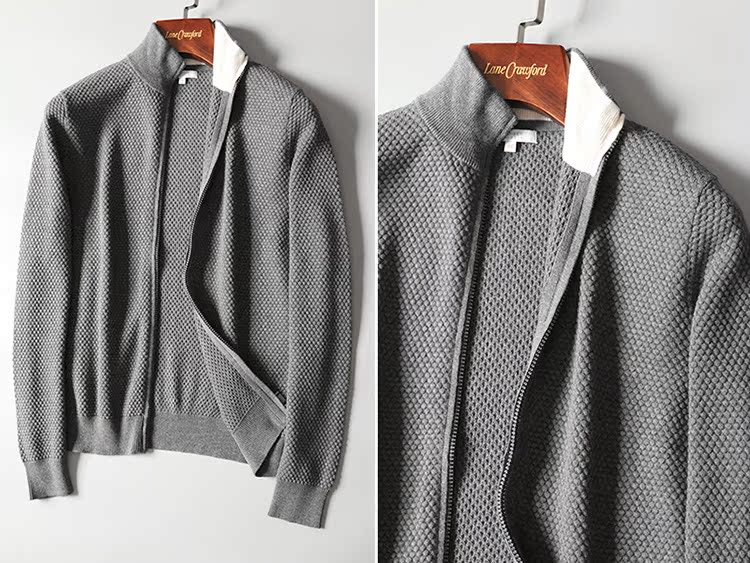 Kinh doanh thanh lịch 95% cotton 5% cashmere dứa kim thủ công nam cardigan áo len áo len áo DAZ385