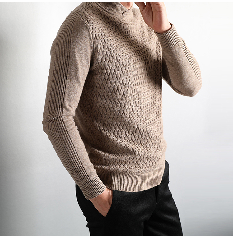 Người đàn ông Ý tinh khiết cashmere sợi jacquard thủ công màu xanh lá cây trái cây cổ áo người đàn ông áo len cashmere áo len daz366