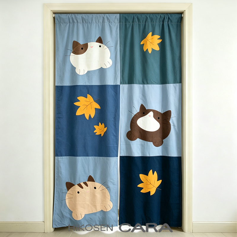 Hikosen Cara Cartoon Cat Print Hanging Partition Curtain Six-Grid Door Curtain Maple Leaf Curtain Hikosen Cara Cartoon Cat Print Hanging Partition Curtain Six-Grid Door Curtain Maple Leaf Curtain