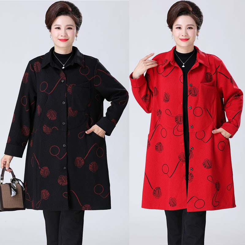Extra Large Size Mother's Spring and Autumn Trench Coat, Stylish and Oversized for Plus-Size Women, Thin Long Coat for Elderly Women