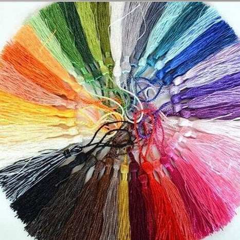 Colorful Chinese Knot Craft Tassels, Tassel Fringes, 12.5cm Tassel Strands, Bookmark Tassel Tags