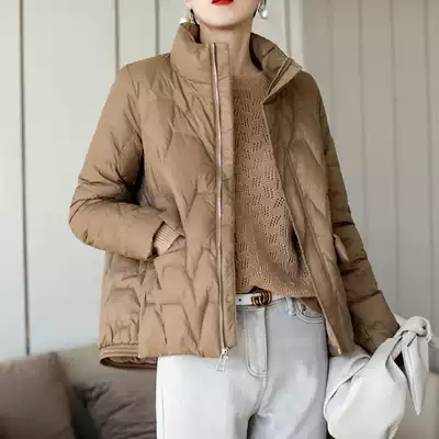 CATHYLADI standing collar white duck down jacket press thread warm cold fluffy top high end straight jacket
